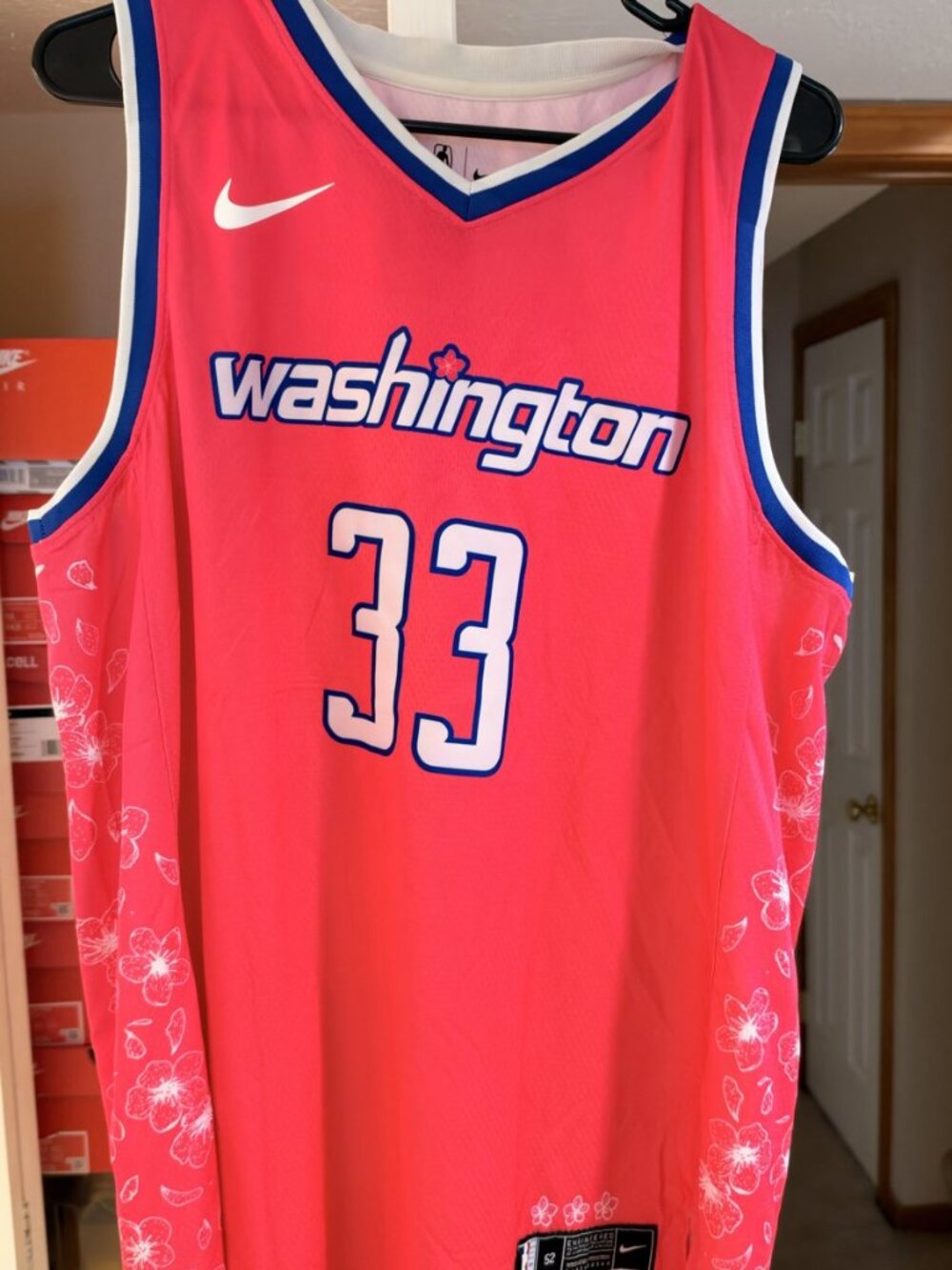 Nike Kyle Kuzma Wizards City Edition Cherry Blossom Pink Jersey 52 L